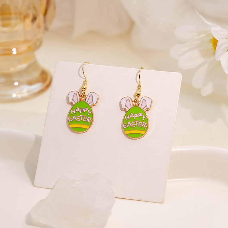 Wholesale Easter Egg Cartoon Titanium Steel Earrings