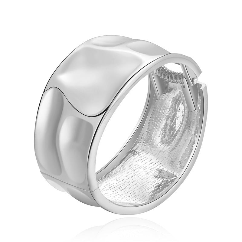 Wholesale Irregular Concave and Convex Gold and Silver Tinfoil Wide Design Exaggerated Bracelets