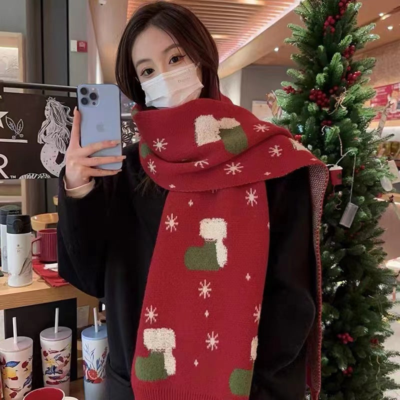 Wholesale Christmas Red Warm Scarves