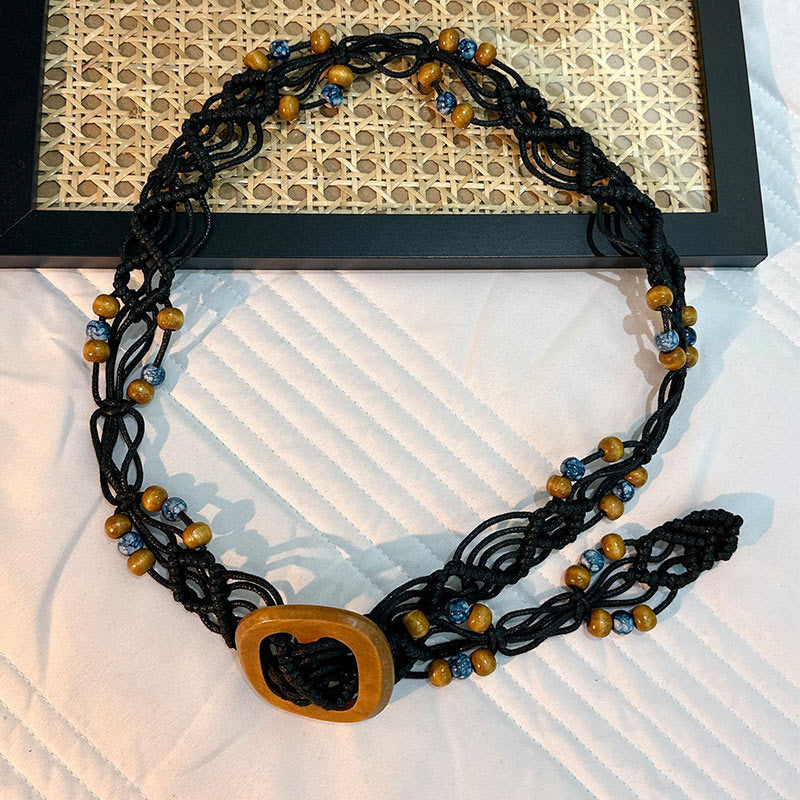 Wholesale Women's Versatile Dress Accessories Waist Rope Bohemian Braided Hemp Rope Waist Chain Thin Belt