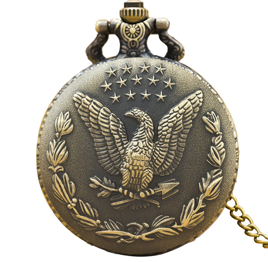 Wholesale Vintage antique bronze carved falcon pocket watch