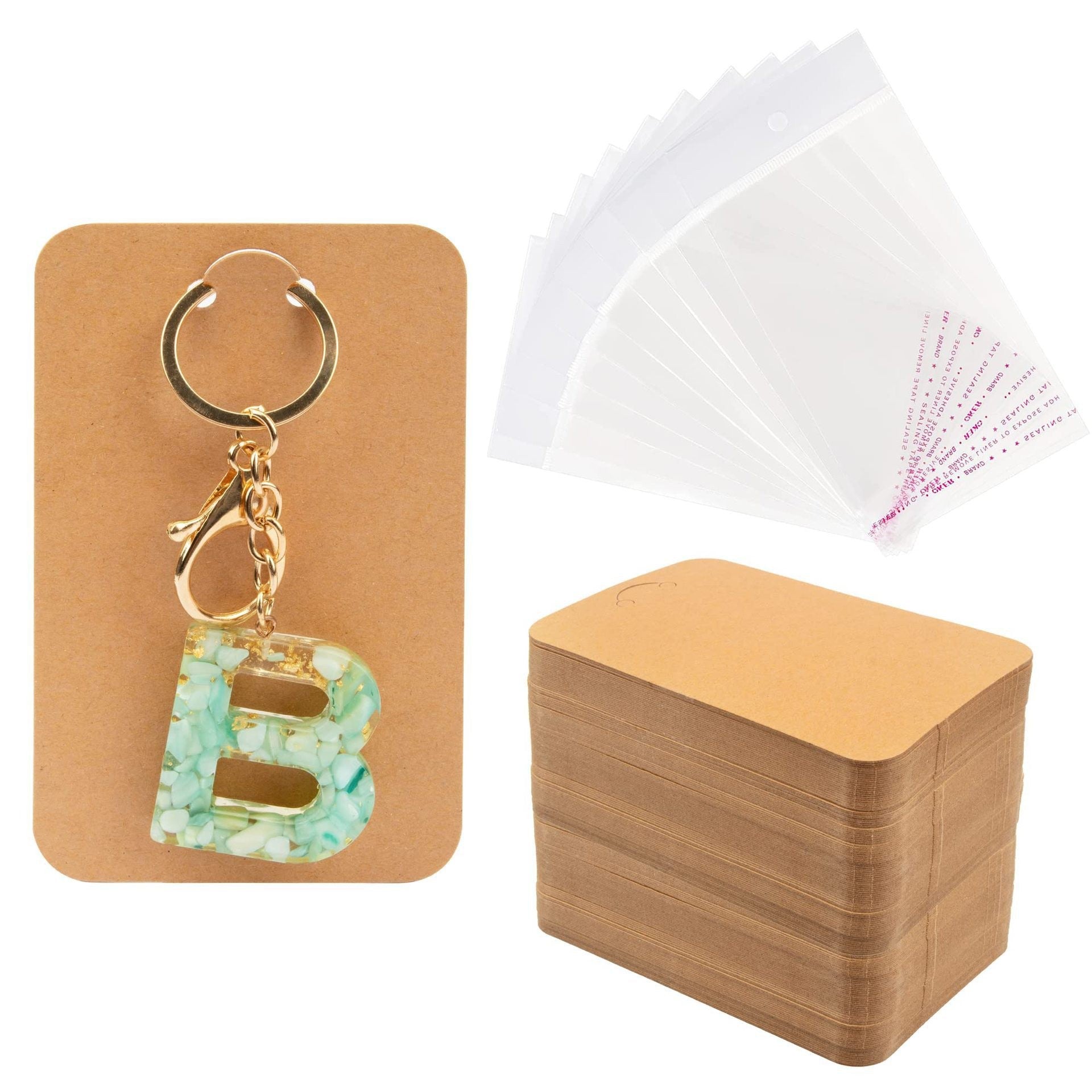Wholesale Colored letter kraft paper card keychain