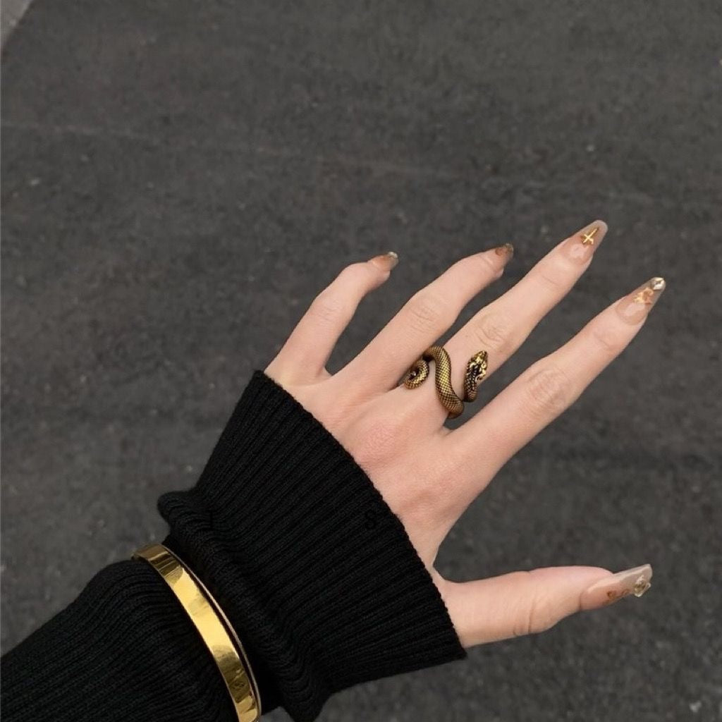 Wholesale Dark cold gold snake ring female punk adjustable
