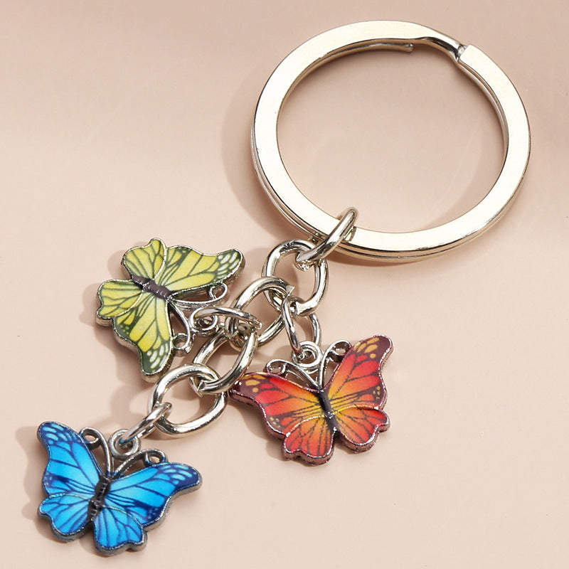 Wholesale Zinc Alloy Colored Butterfly Keychains