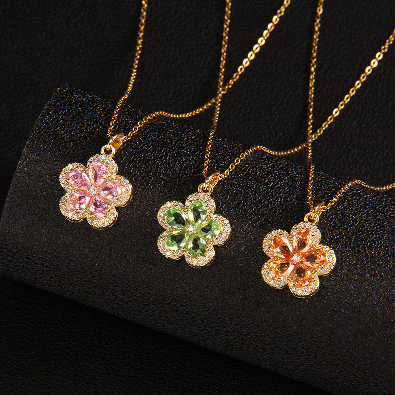 Wholesale Four-leaf Clover Flower Necklaces Pendant Clavicle Chain