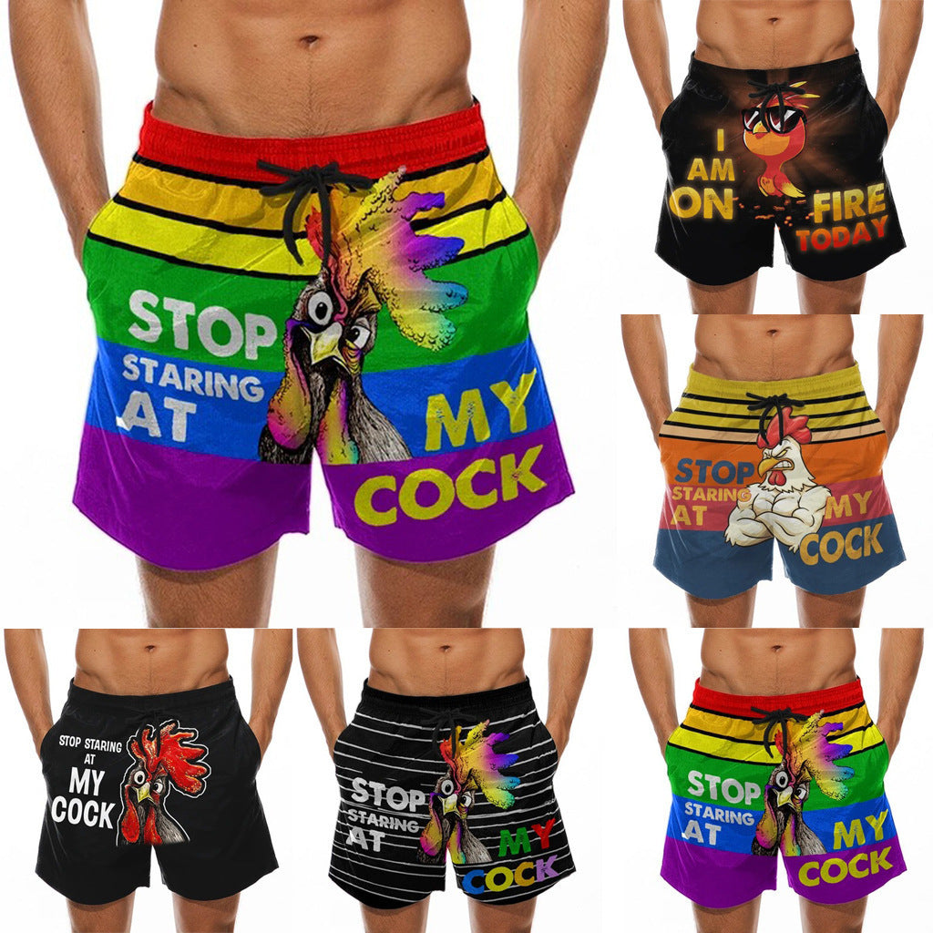 Wholesale Men's Beach Shorts Turkey Head Full Body Print Shorts Swimwear