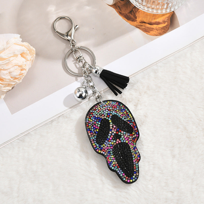 Wholesale Cartoon Skull-shaped Keychain with Rhinestones Hotfix Crystals
