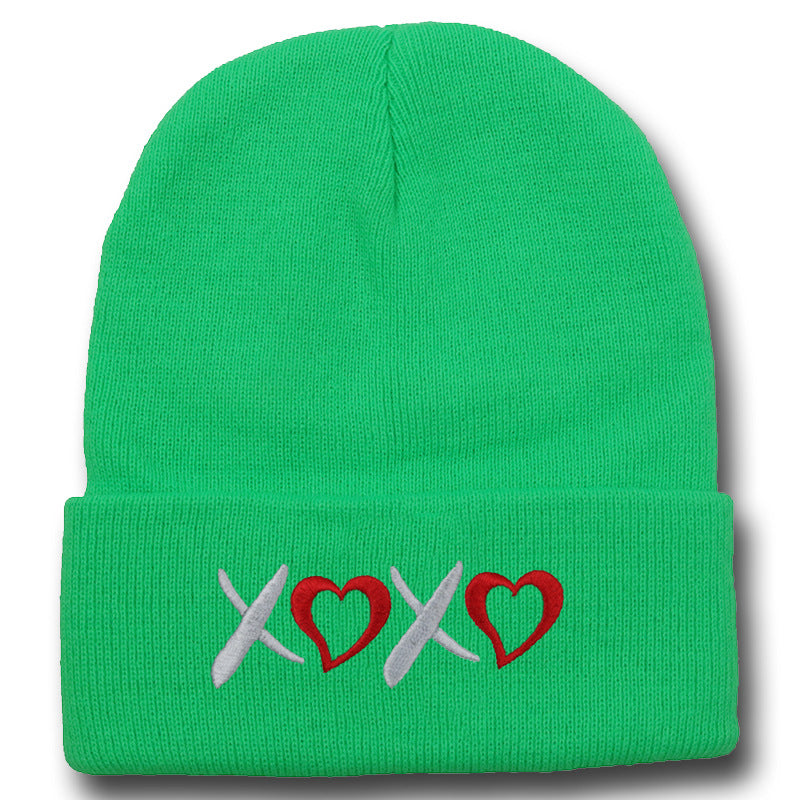 Wholesale Valentine's Day XOXO embroidery knitted hat for men and women couples autumn and winter warm wool hat leisure all-match cold hat tide