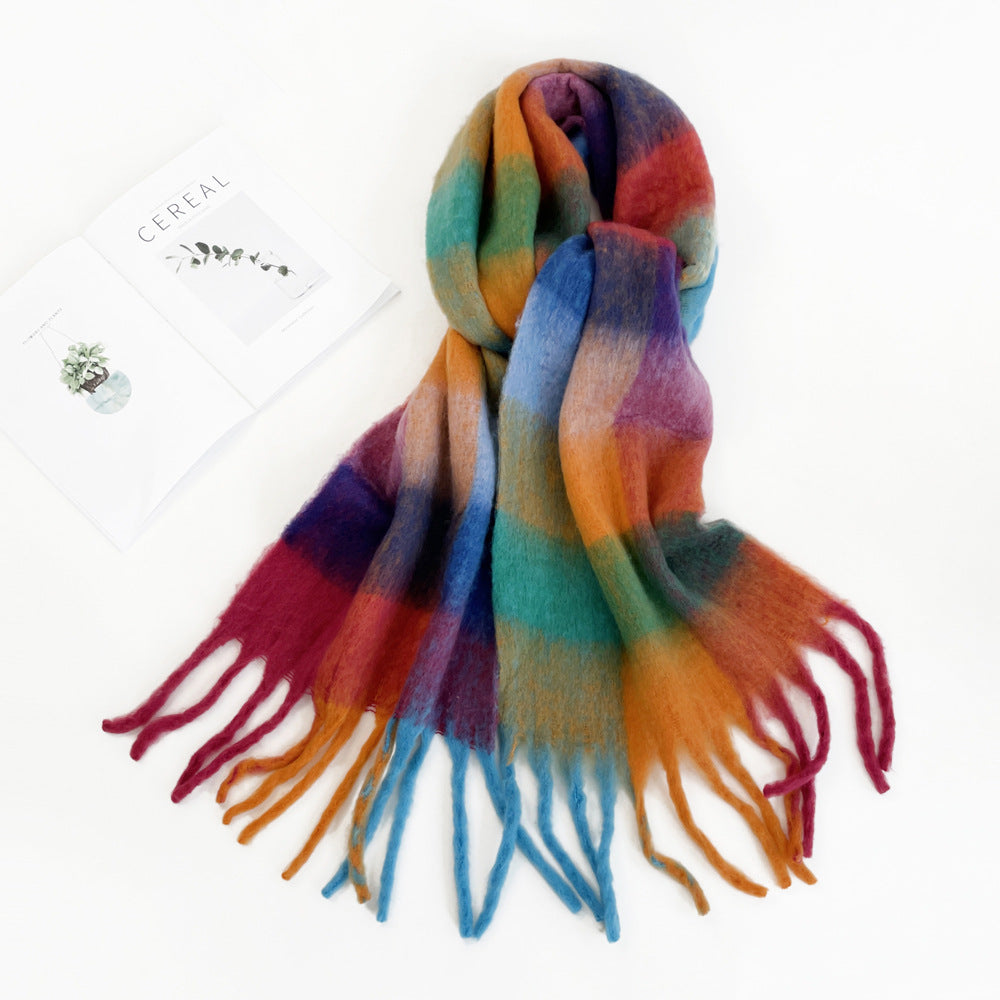 Wholesale Colorful Plaid Winter Warm Seahorse Hair Scarf