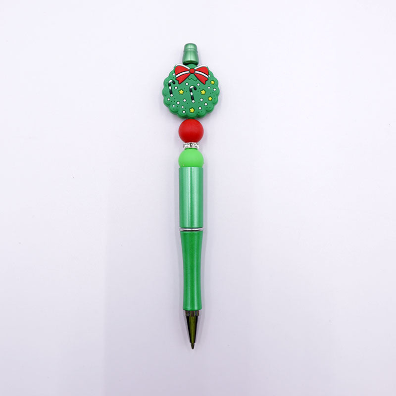 Wholesale Cartoon Christmas Tree Handmade Silicone Bead Pen Plastic Ball Point Pen