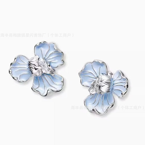 Wholesale elegant temperament dopamine small flower silver earrings Valentine's Day gift