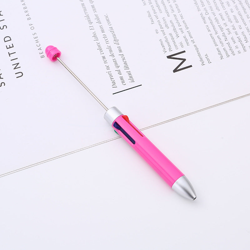 Wholesale DIY Beaded Multi Color Press Four Color Refill Plastic Ballpoint Pen