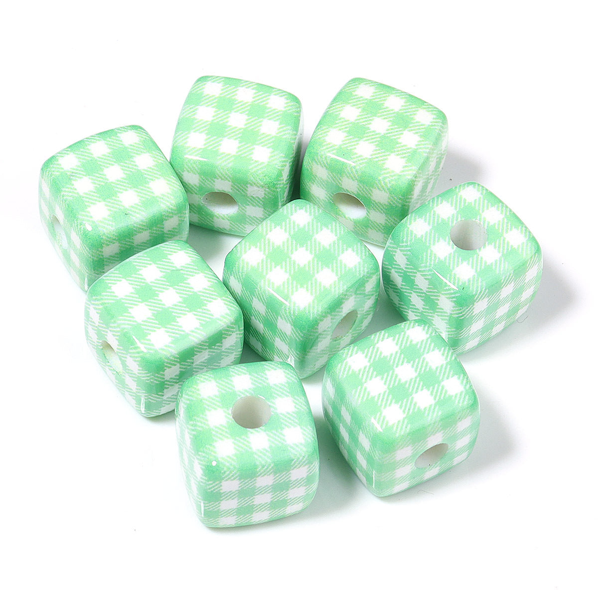 Wholesale 10pcs Colorful Cute Grid Square Acrylic Beads