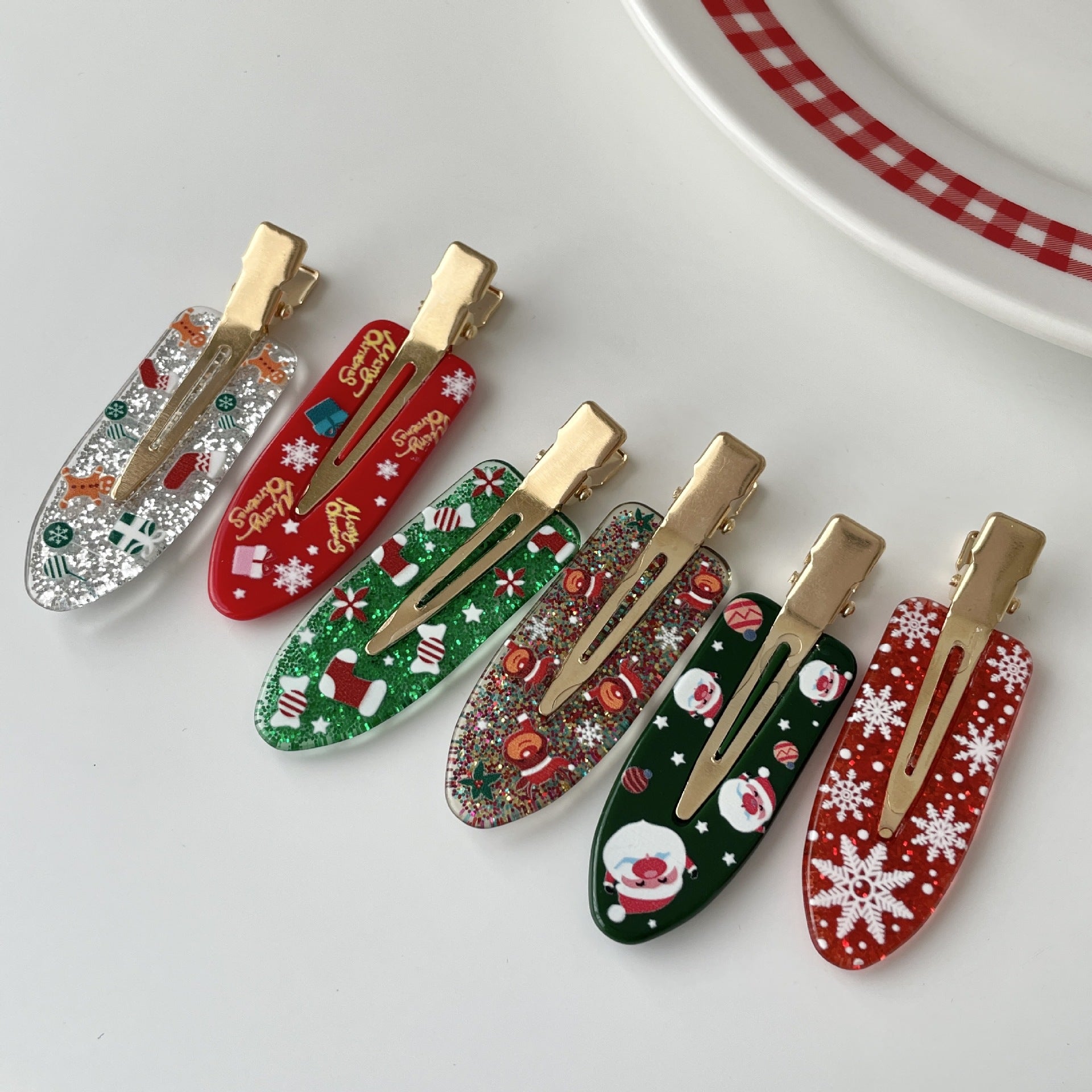 Wholesale Candy Christmas Socks Elk English Letter Hair Clip