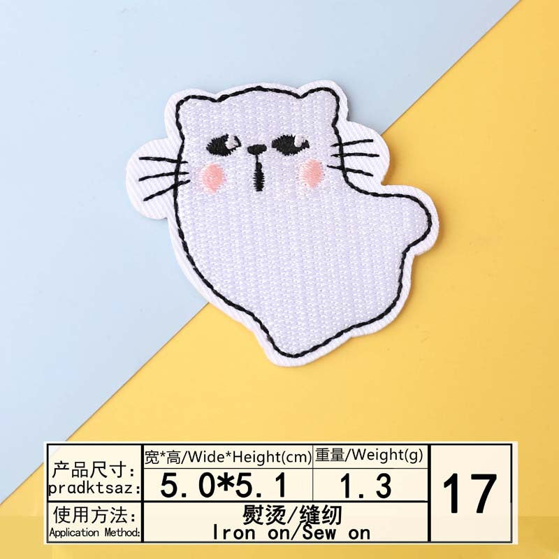 Wholesale  Embroidered Patch Dark Cartoon Kitten Pumpkin Clothing Decor Fashion Accessory