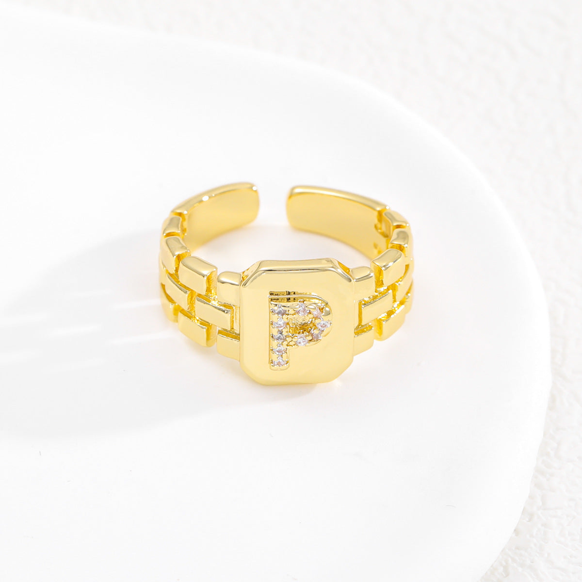 Wholesale Gold plated letter series open ring
