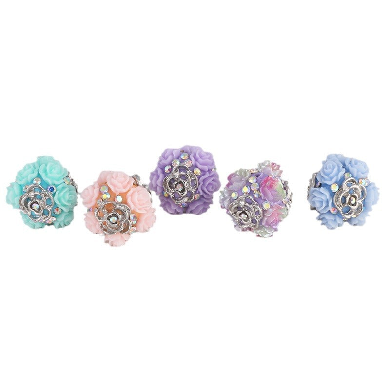 Wholesale Alloy Rose Soft Ceramic Drill Balls with Straight Hole Beads