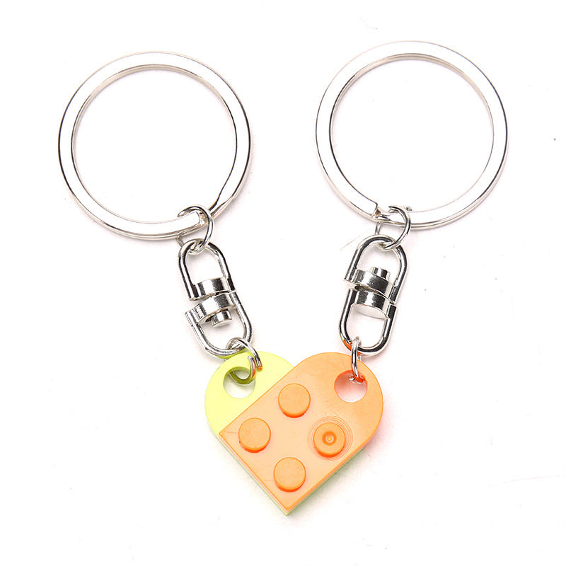 Wholesale Valentine's Day Splicing Block Love Plastic Keychains