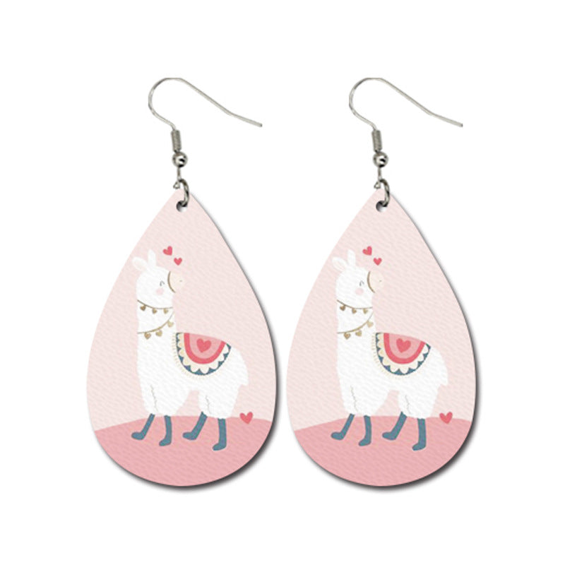 Wholesale Valentine's Day Striped Heart Shape Carriage Love Leather Drop Shape Earrings