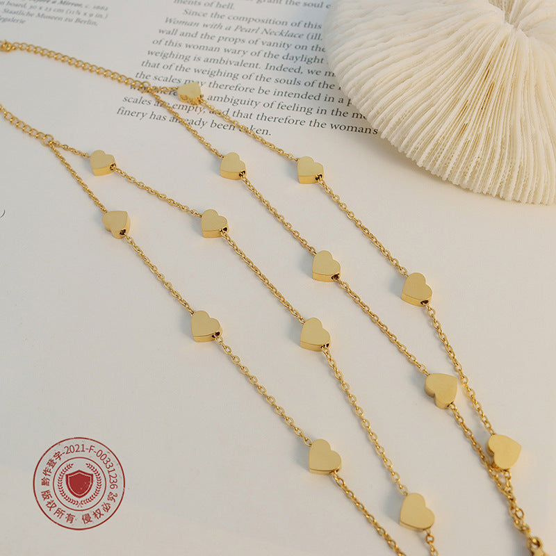 Wholesale Love Double Layer Stacked Titanium Steel 18k Gold Plated Bracelet