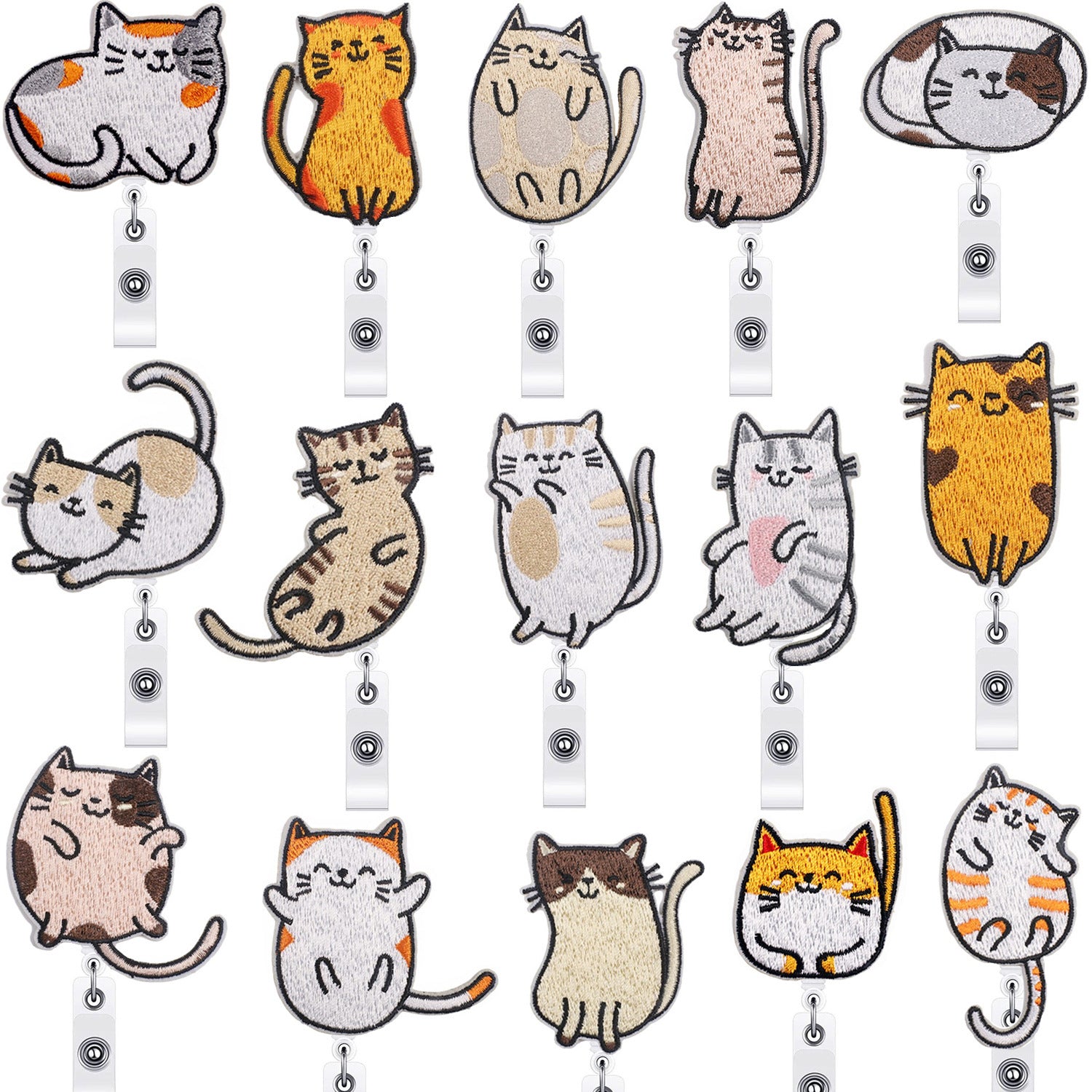 Wholesale Lazy Cat Easy Pull Button Embroidered Cloth Sticker