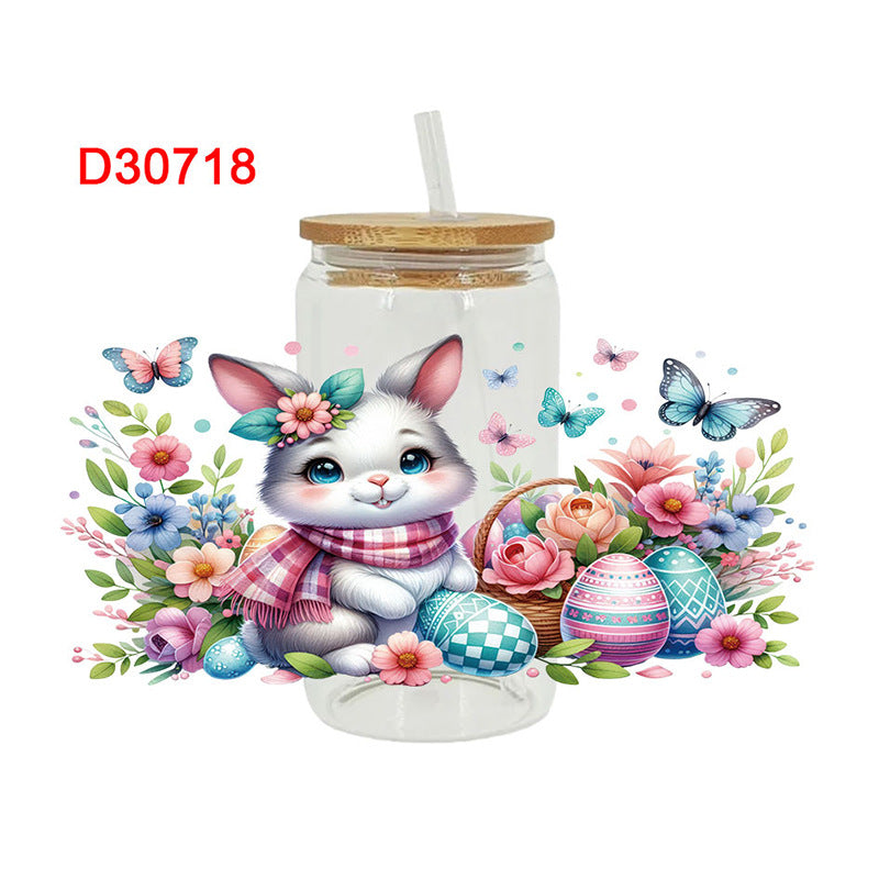 Wholesale Colorful bowknot cartoon rabbit Easter series 16oz Cup UV DTF Wraps