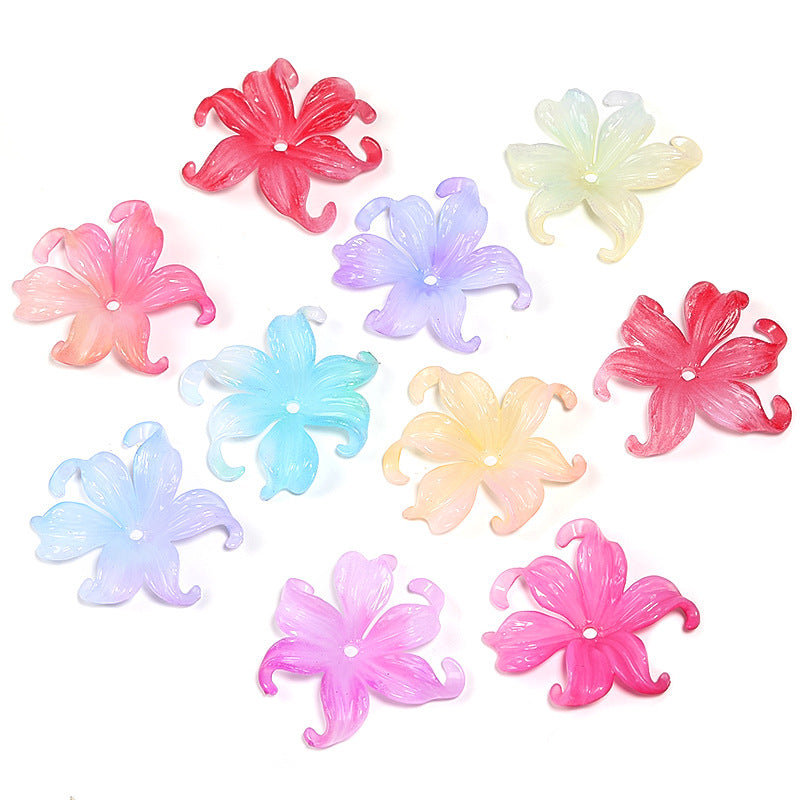 Wholesale 100pcs/pack Acrylic Iris Flower Torus Gradient Color Middle Hole Beads Spacer