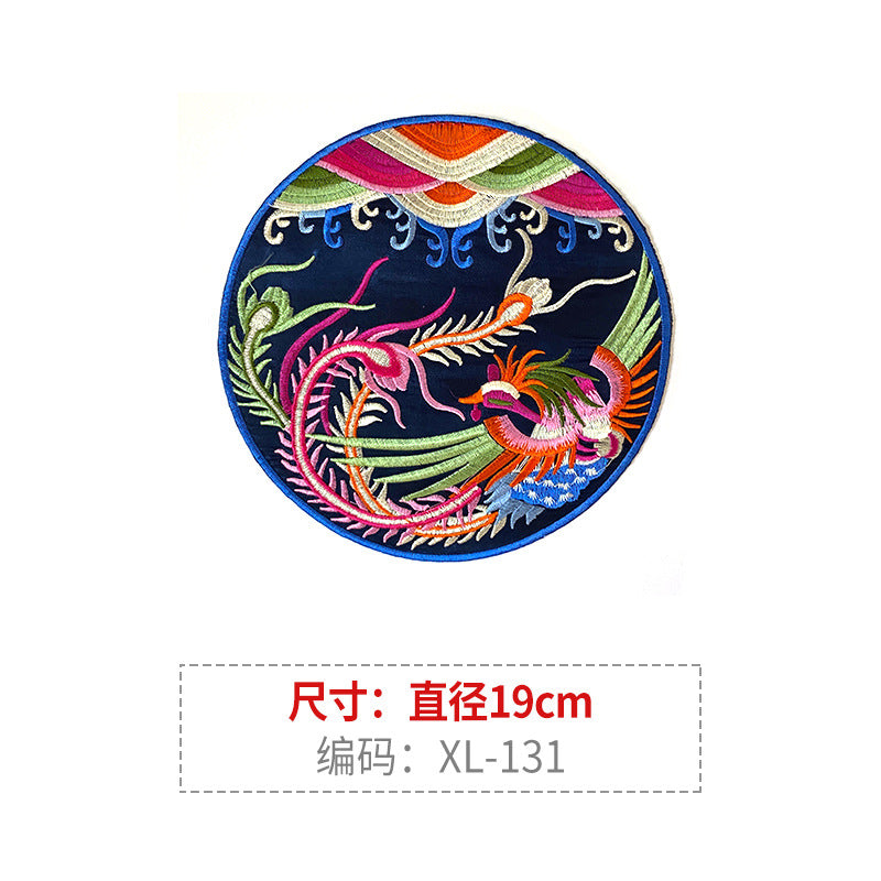Wholesale Chinese Style Dragon Phoenix Round Satin Fabric Patches For Coat Decoration 8 Pack Stylish DIY Accessory