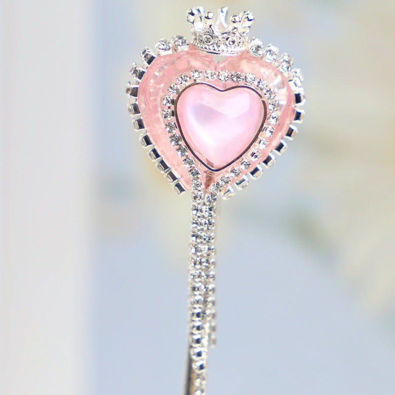 Wholesale 2PCS Soft Clay Love Crown Full of Diamonds and Tassel Beads