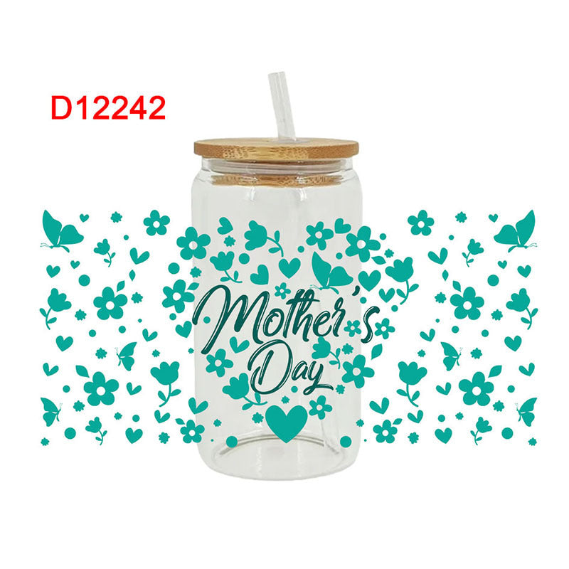 Wholesale Love Pattern Mother's Day 16oz Cup UV DTF Wraps