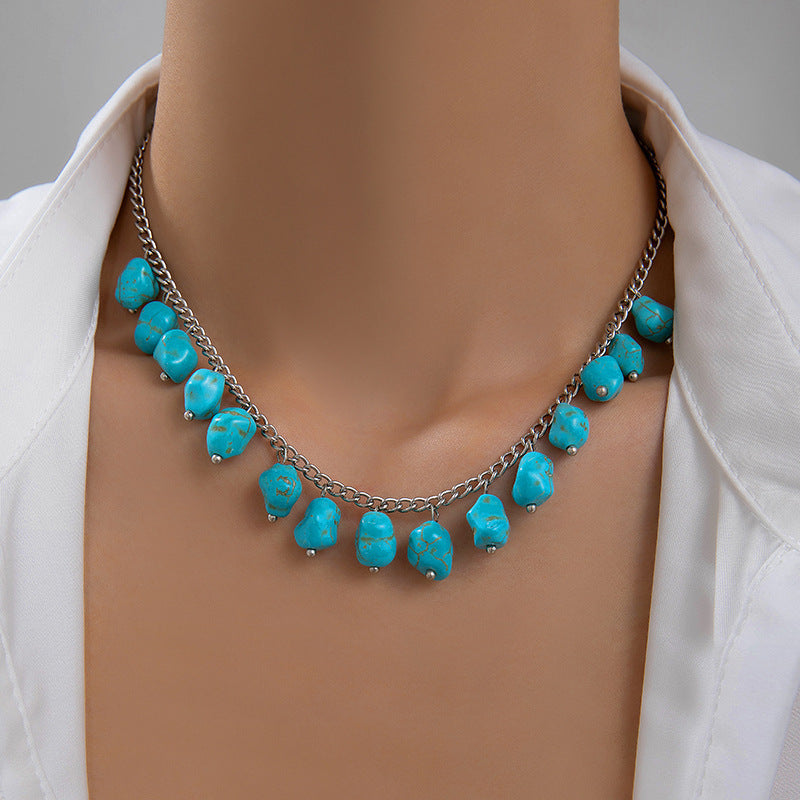 Wholesale Bohemian Style Vintage Turquoise Flower Necklace