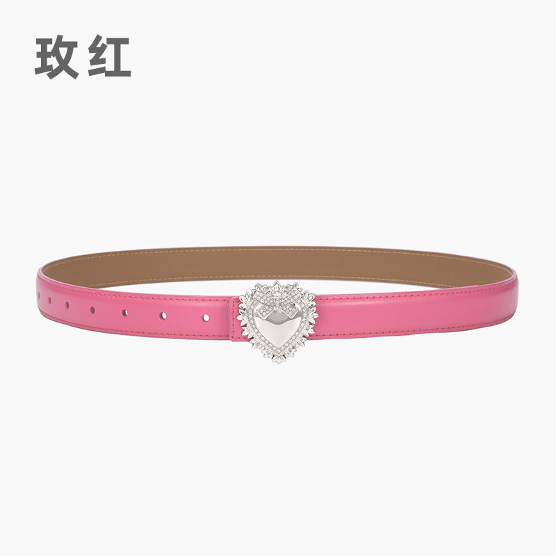 Wholesale Silver Love Buckle Genuine Leather Belt
