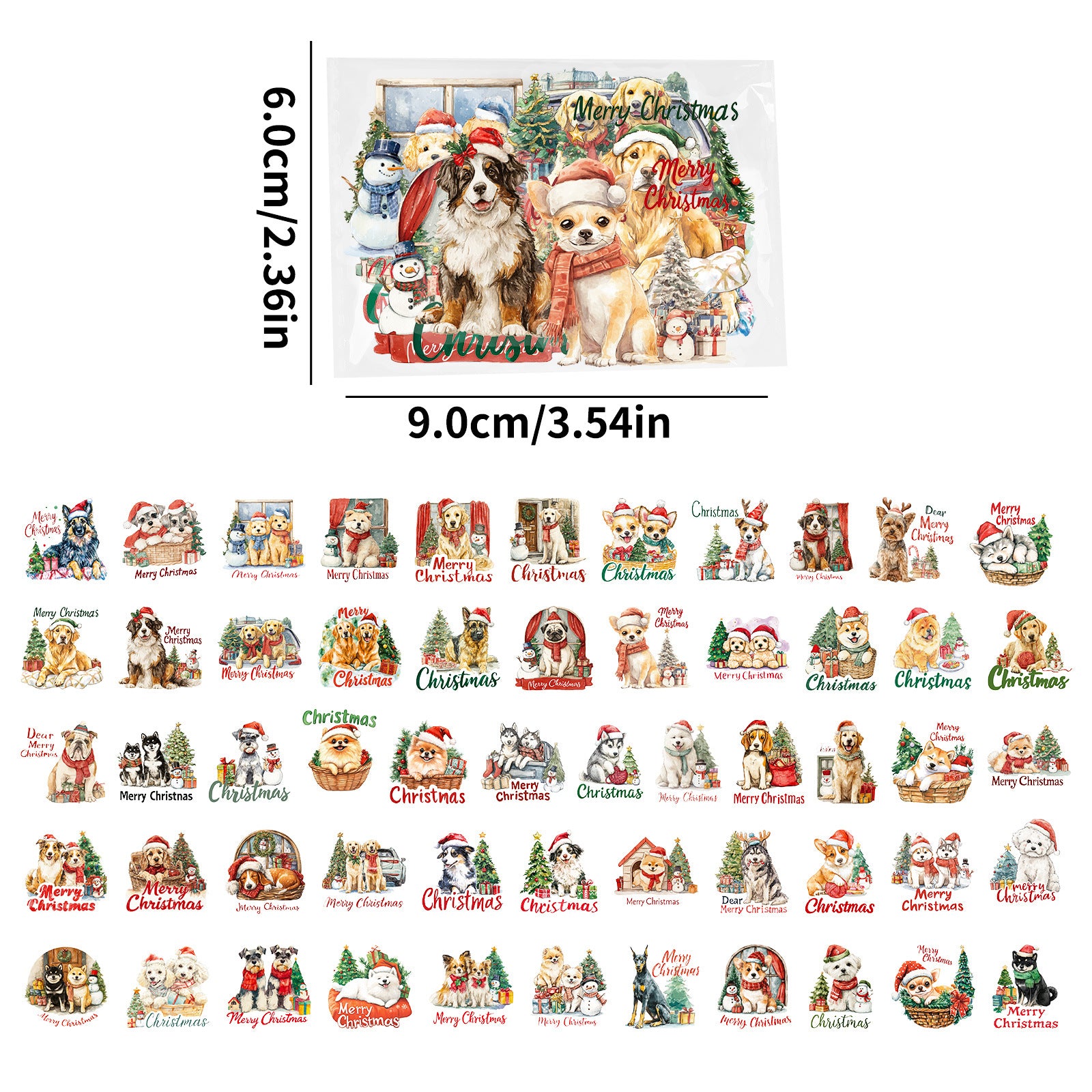 Wholesale 56pcs Christmas dog cartoon stickers