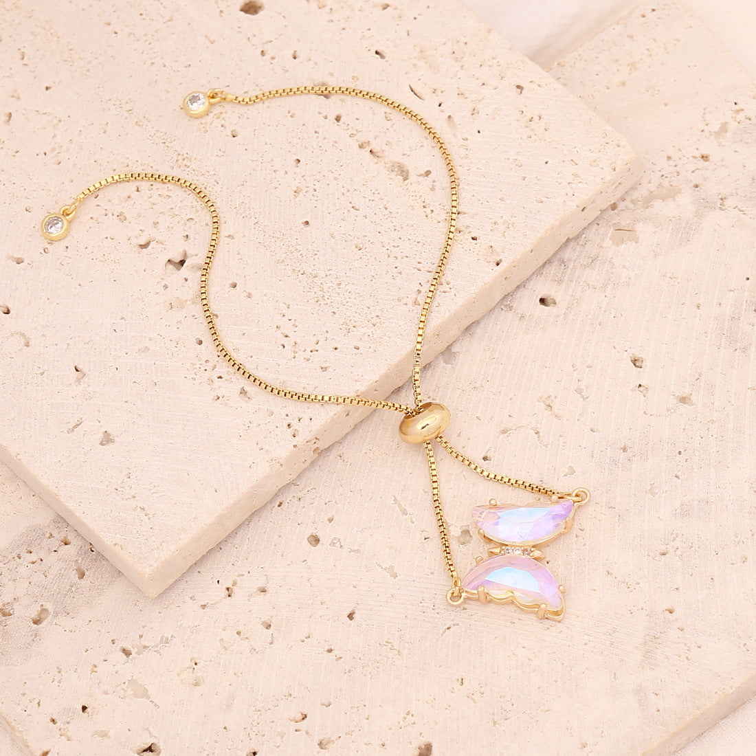 Wholesale Multicolor Zircon Butterfly Copper Bracelet