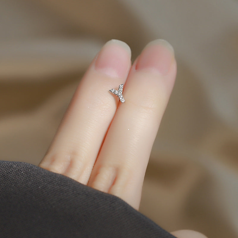 Wholesale Simple Niche Design Mini Full Diamond Earrings for Men and Women Sterling Silver Full Diamond 26 Letter Earrings