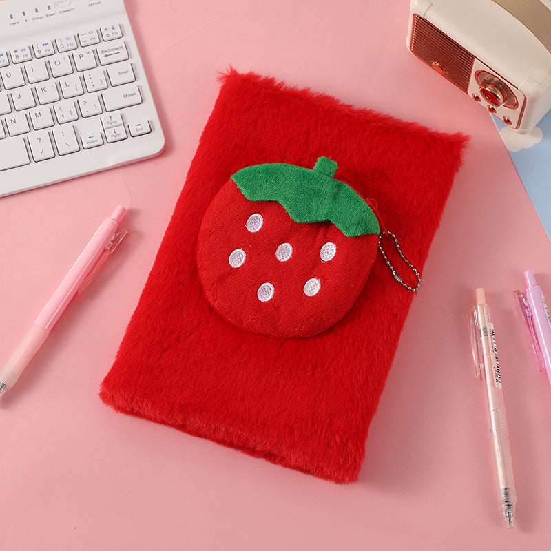 Wholesale New creative fruit notebook cute cartoon plush notebook children' s handmade