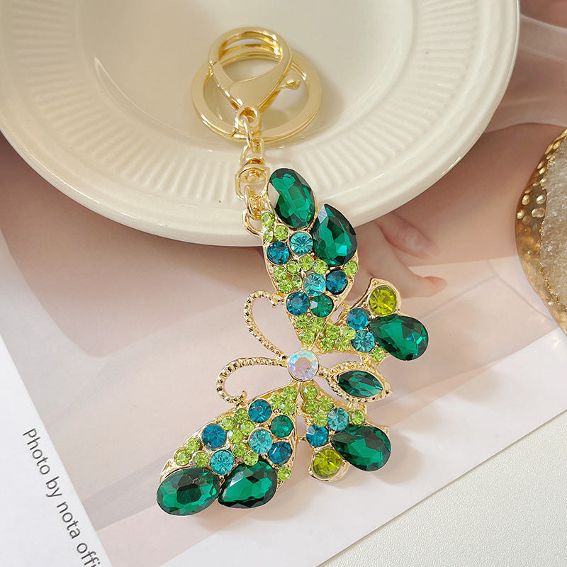 Wholesale Zinc Alloy Crystal Diamond Colorful Butterfly Keychain