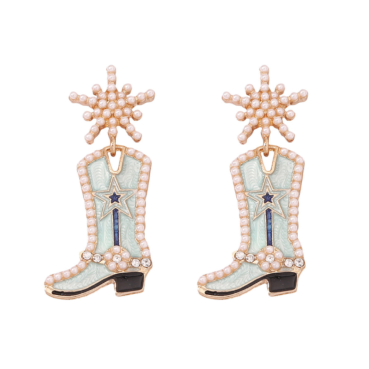 Wholesale Mother's Day Creative Oil Dripping Long Boots Alloy Earrings