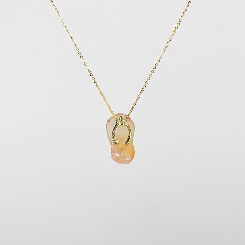 Wholesale Natural Crystal Raw Stone Shoe-shaped Colorful Fluorite Necklace