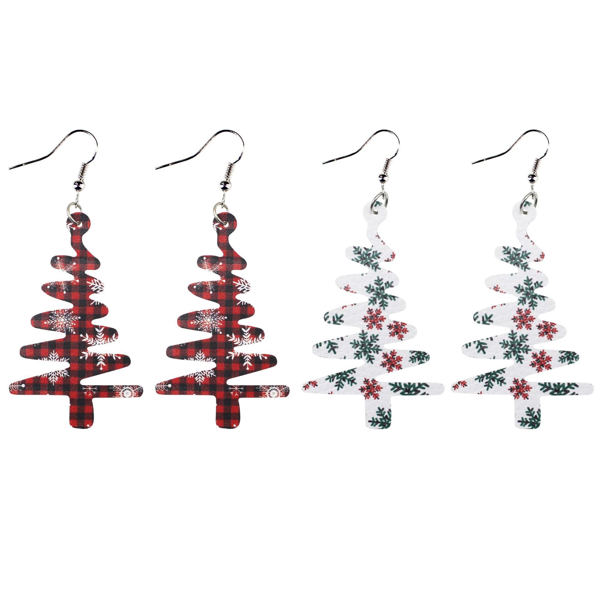 Wholesale Christmas Tree Snowflake Leather Earrings