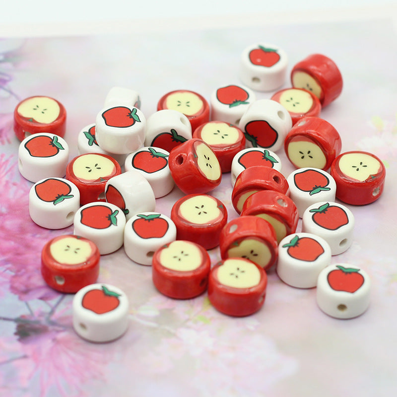 Wholesale 5PCS Christmas Ceramic Apple Beads
