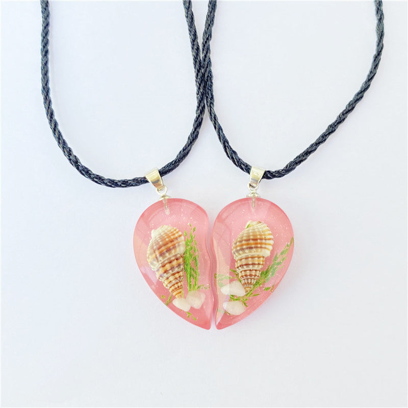 Wholesale 6pcs Creative Real Starfish Conch Pendant Necklace