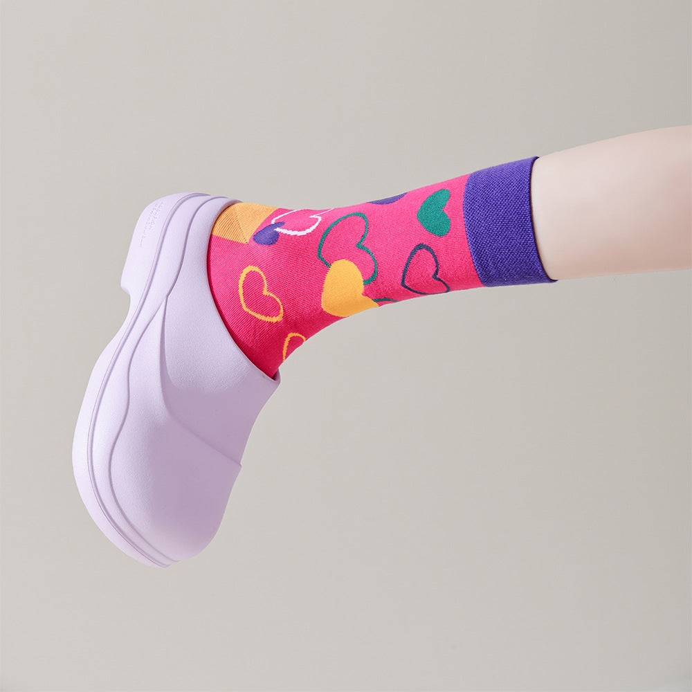 Wholesale Happy socks personality AB asymmetric mandarin duck socks combed cotton all-in-one boneless socks