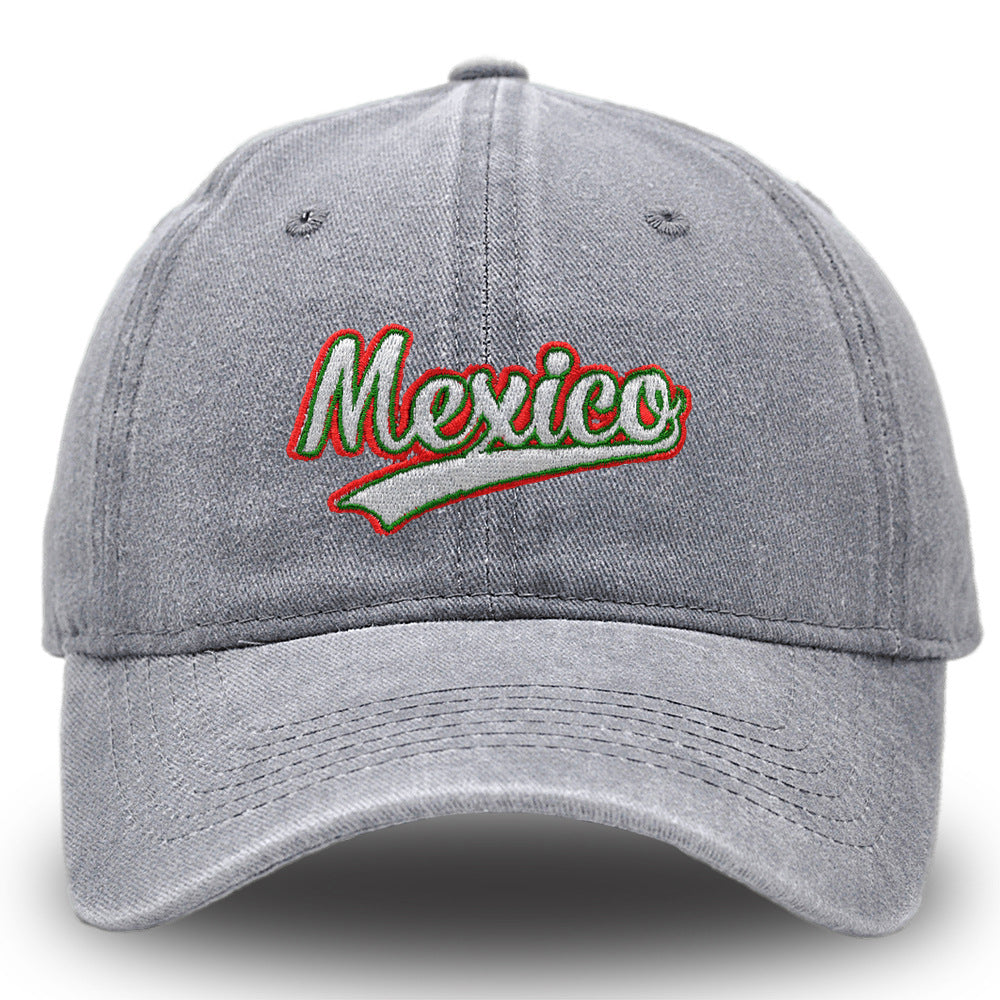 Wholesale Embroidered Mexico Washed Casual Sun Visor Baseball Cap