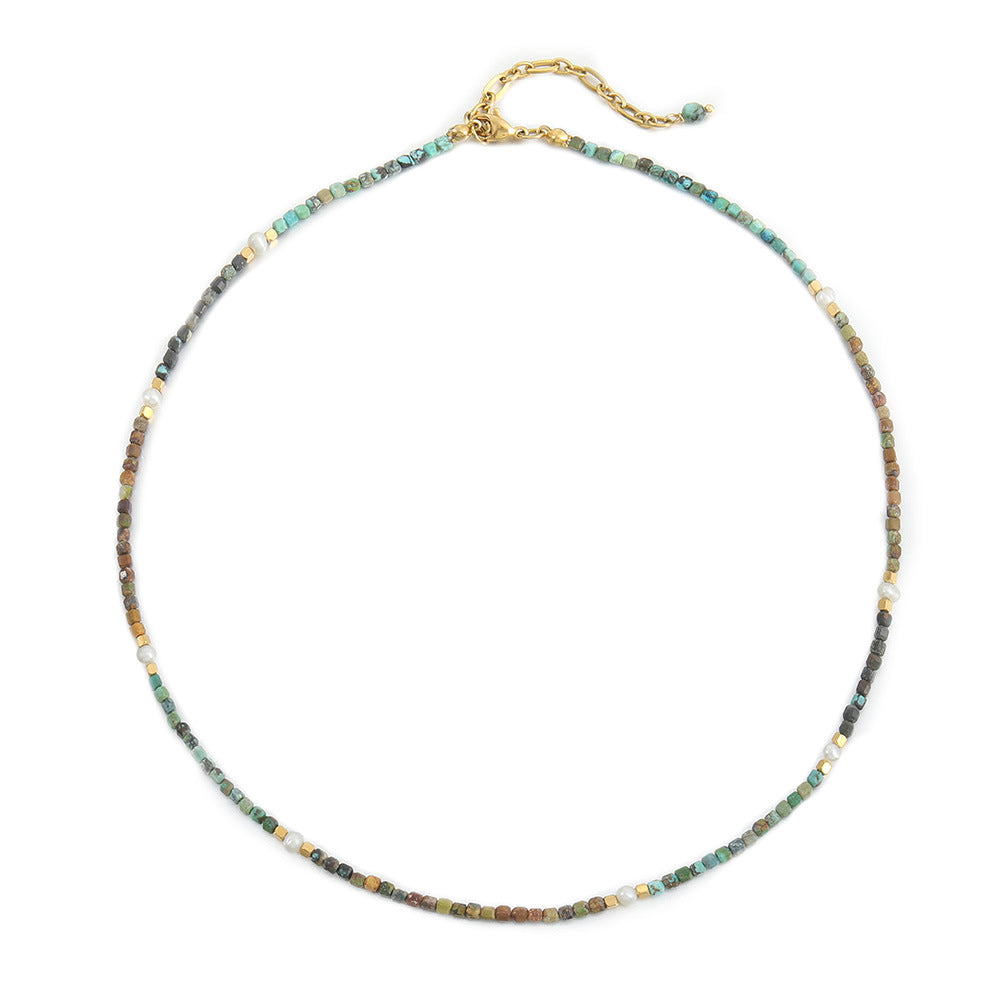 Wholesale New Natural Freshwater Pearl Turquoise Handmade Beaded Necklace Original Design