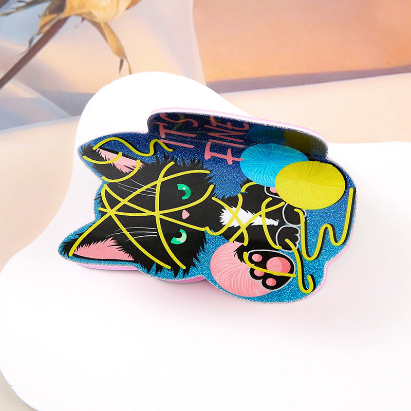 Wholesale New French Rhinestone Cat Hair Claw Clip Acrylic Hollow Women S Hair Accessory Cute Everyday Styling For Boutique Resale