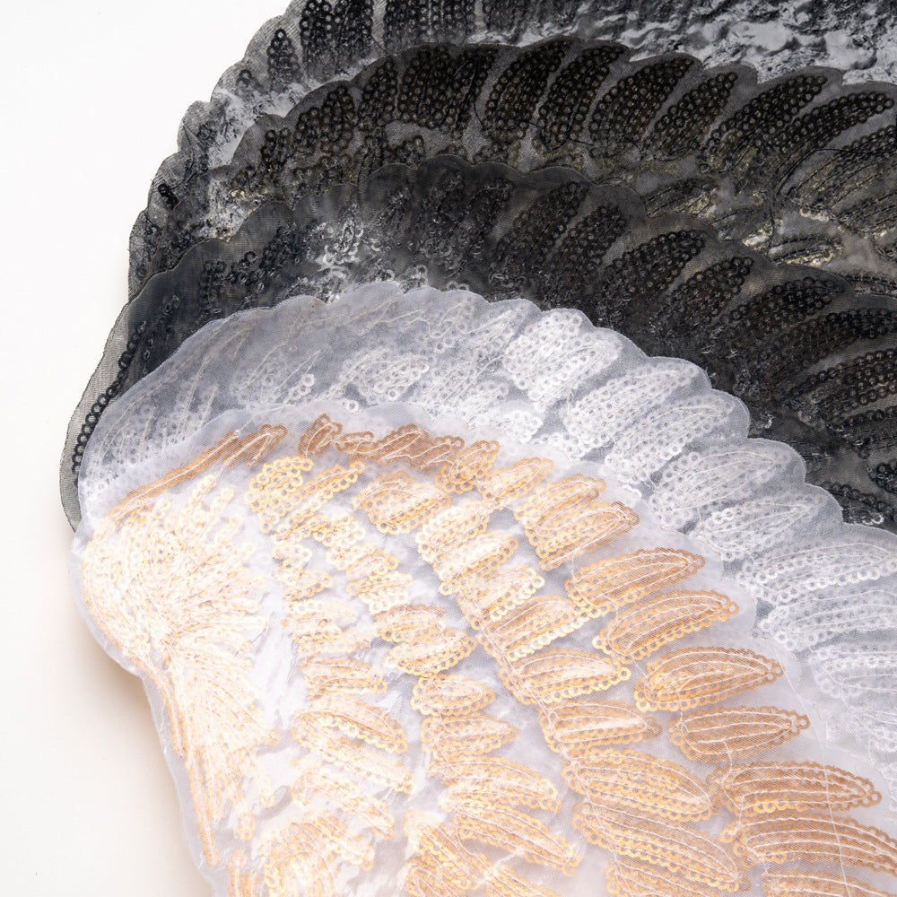 Wholesale Large Gold Silver Sequin Angel Wing Embroidered Fabric Patch Applique Decorative Clothing et Fashion Accessory For Gift And Resale