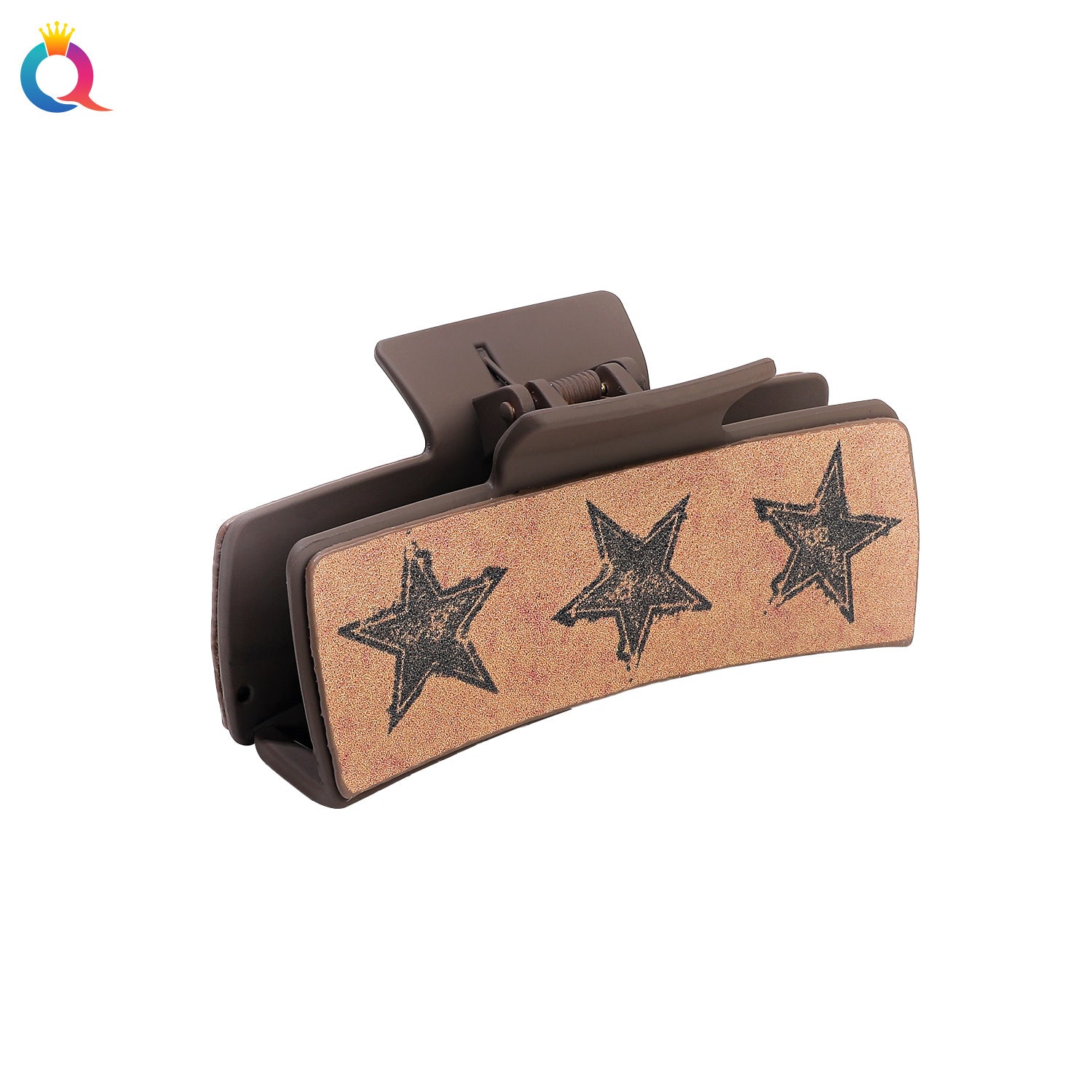 Wholesale Leather Leopard Retro Square Clip Cashew PU Shark Clip