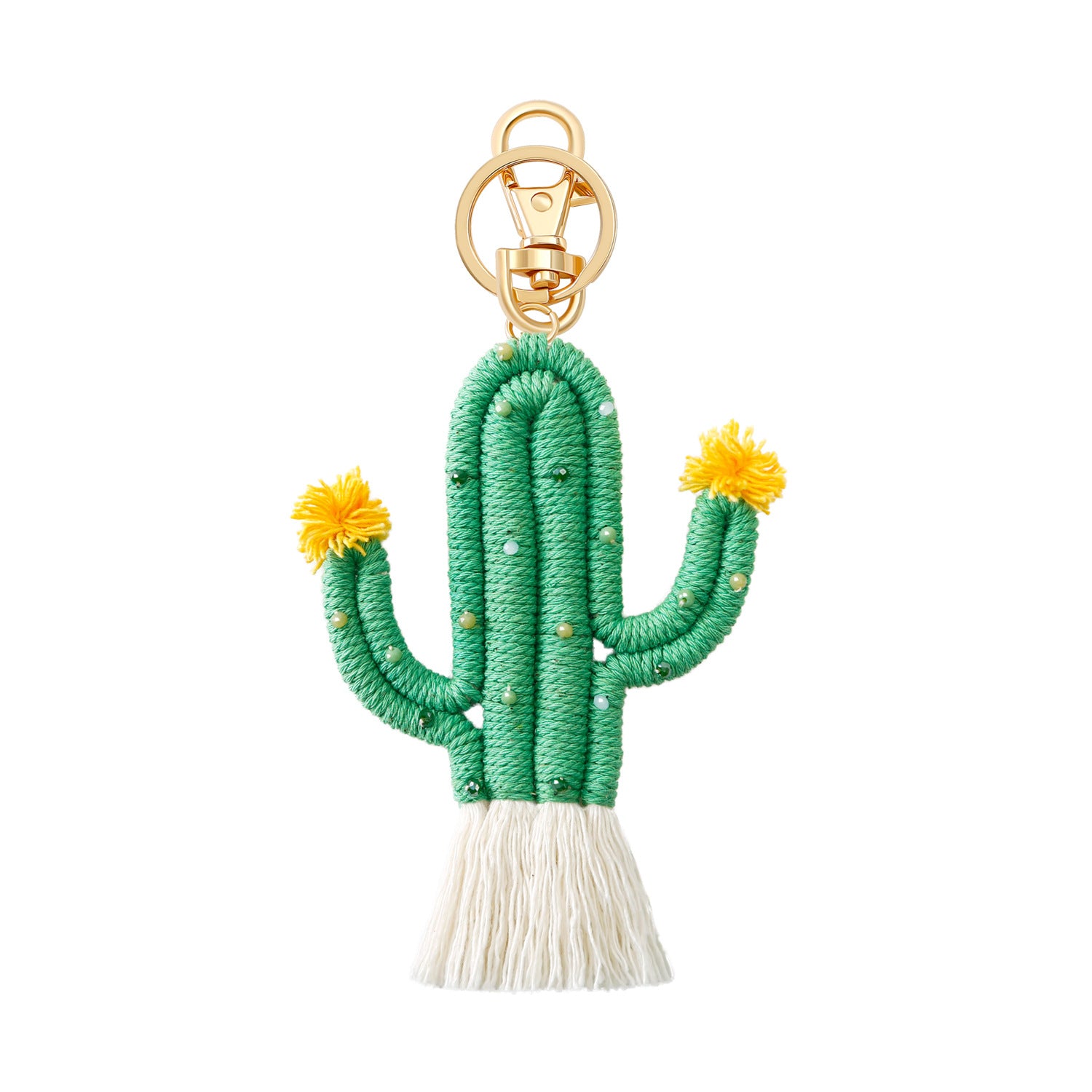 Wholesale Green Plant Cactus Bohemian Rice Bead Handmade High Grade Keychains