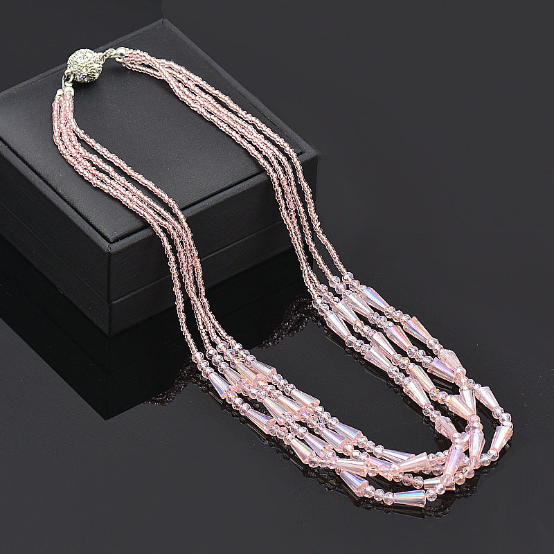 Wholesale Rhinestone Magnetic Clasp Multicolor Bar Crystal Beads Bracelet Necklace